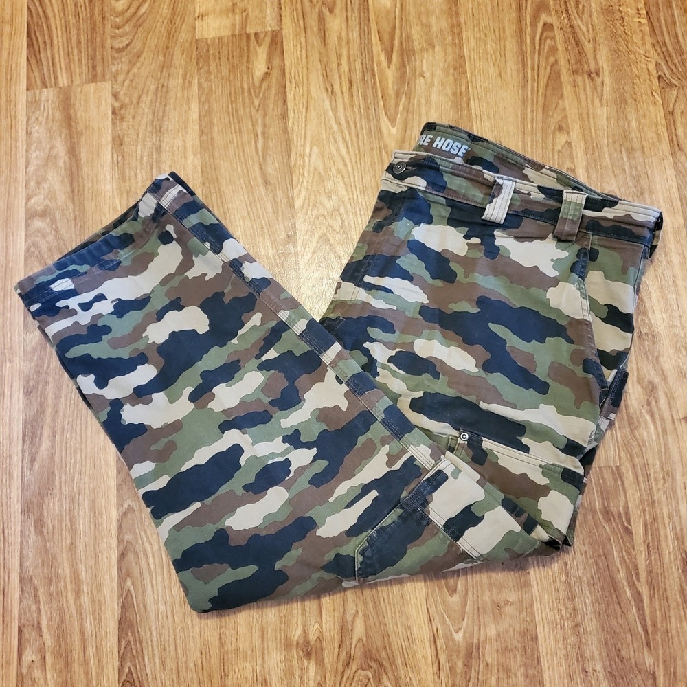 Duluth Trading Co Cargo Pants Men 48x30 Camo Flex Fire Hose Relaxed Fit Stretch